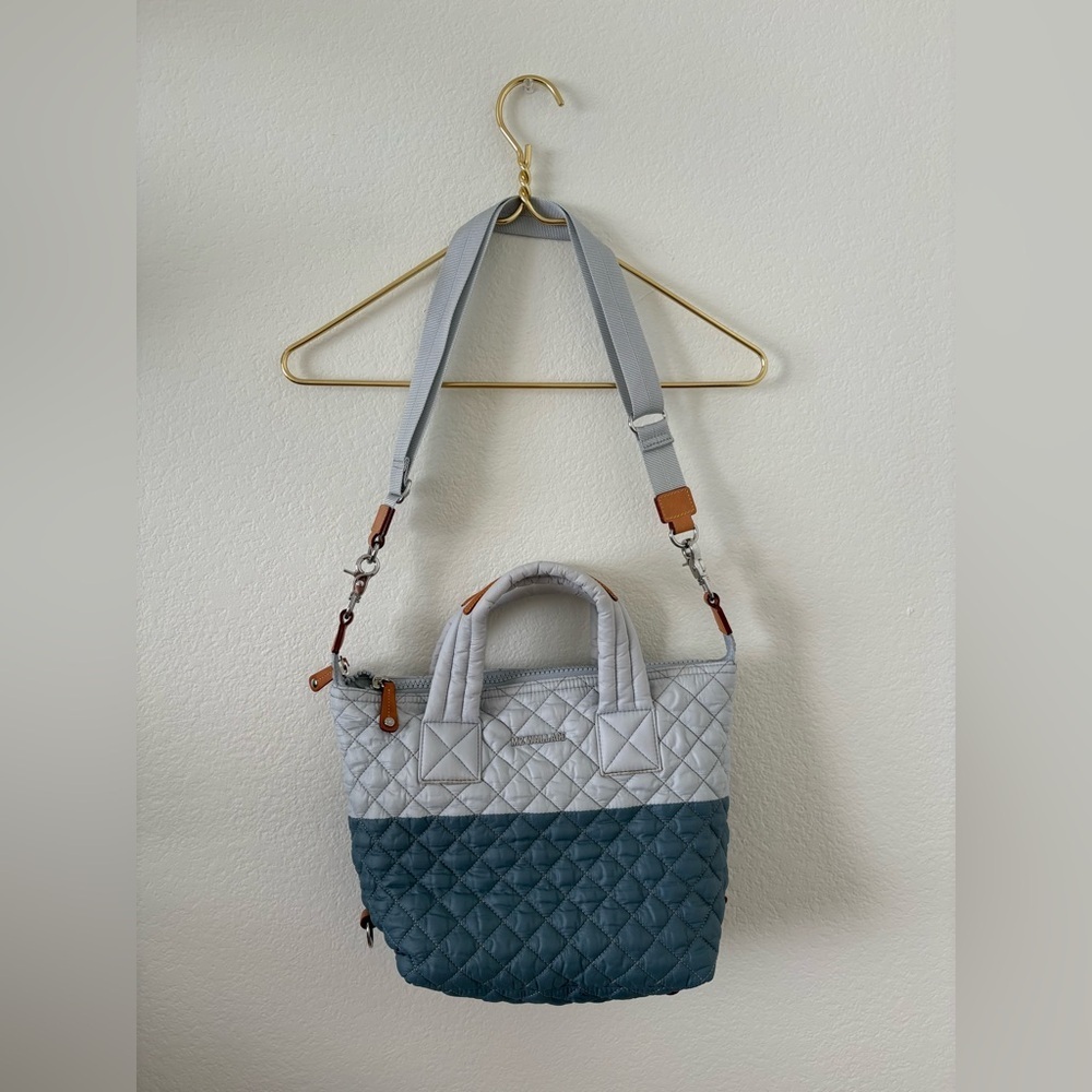 MZ Wallace Quilted light blue and dark Blue Tote